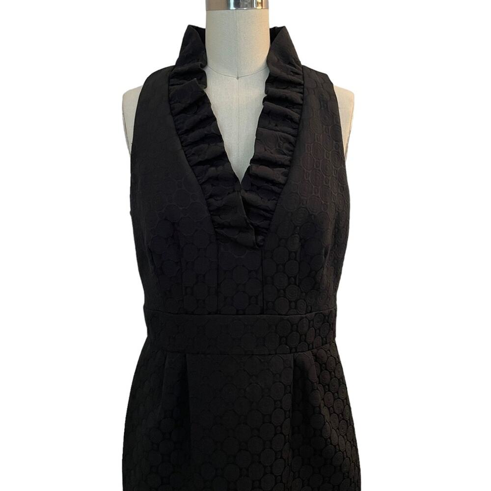 Taylor Black Sleeveless Ruffle Neckline Sheath Dress Women’s Size 6 - Picture 3 of 11